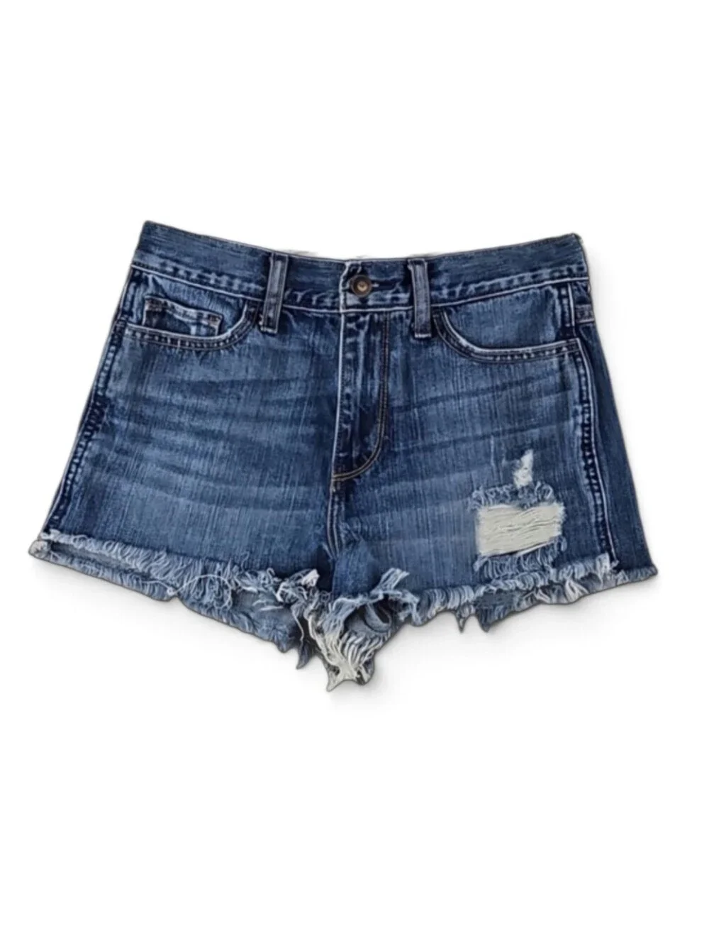 Hollister High Rise Short-Short Distressed Cut Off Jean Shorts Denim Retro 26